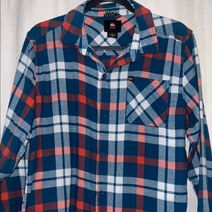 Quiksilver Blue and Red Casual Button Down Shirt